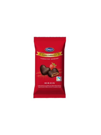 Inimi turta dulce cioco neagra cu capsuni 150g